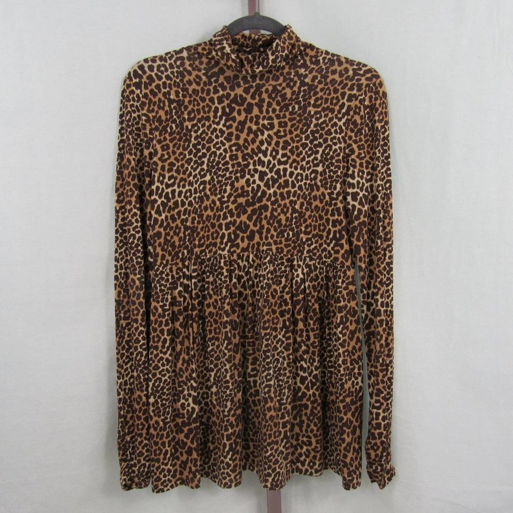Motherhood Maternity Small Long Sleeve Cowl Turtleneck Style Jaguar Animal Print